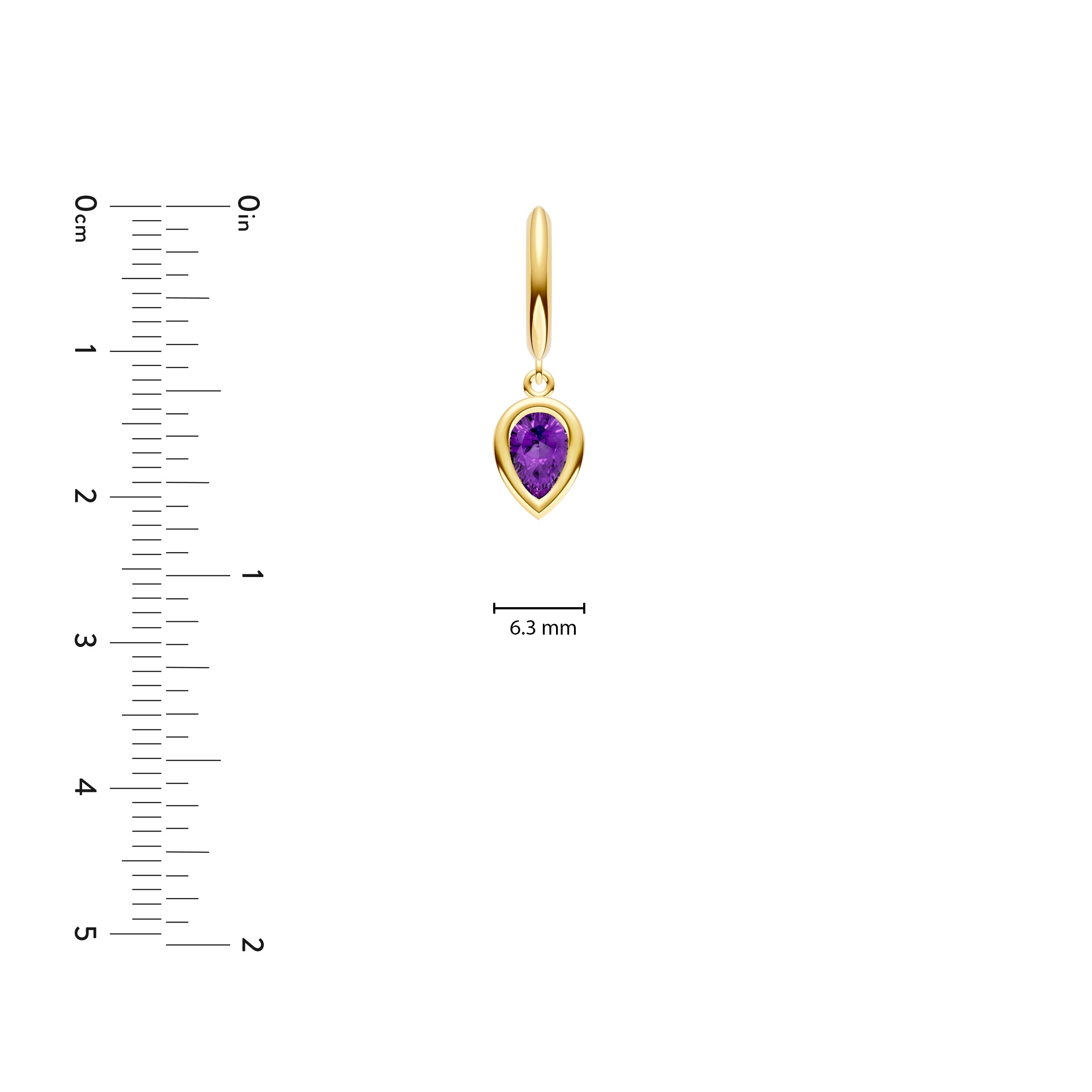 Pear Purple Amethyst Bezel Drop Earrings