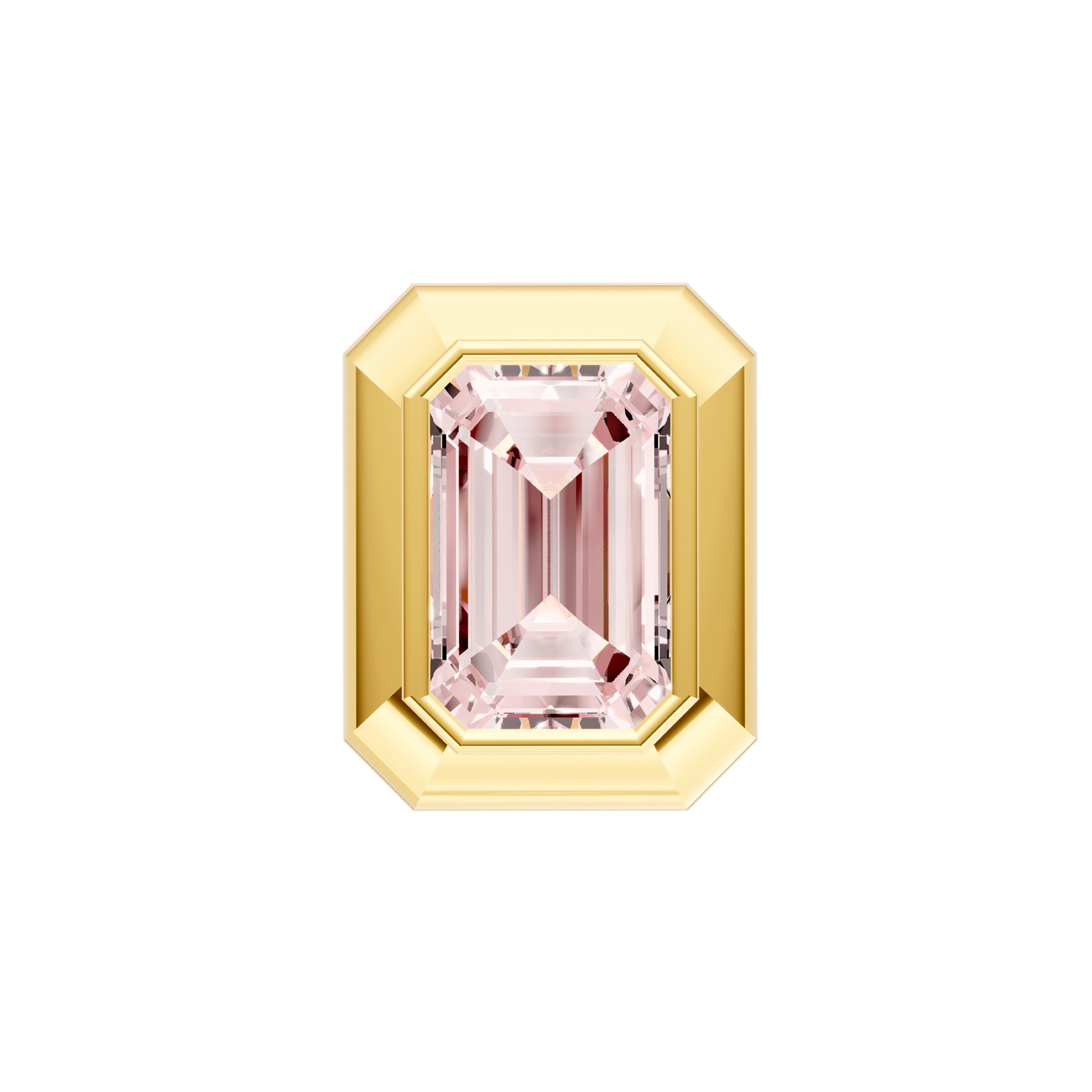 Emerald Pink Morganite Double Bezel Stud Earrings