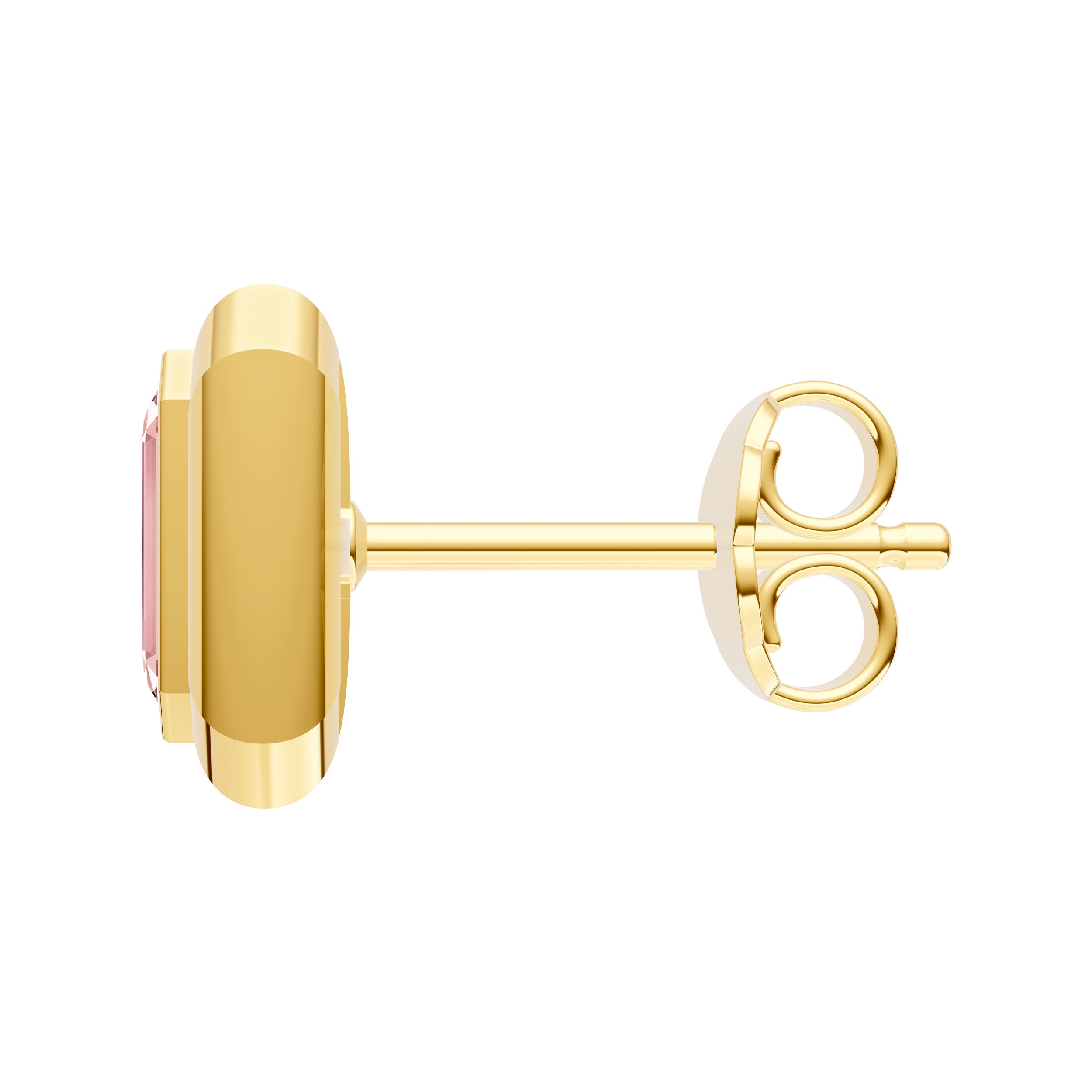 Emerald Pink Morganite Double Bezel Stud Earrings