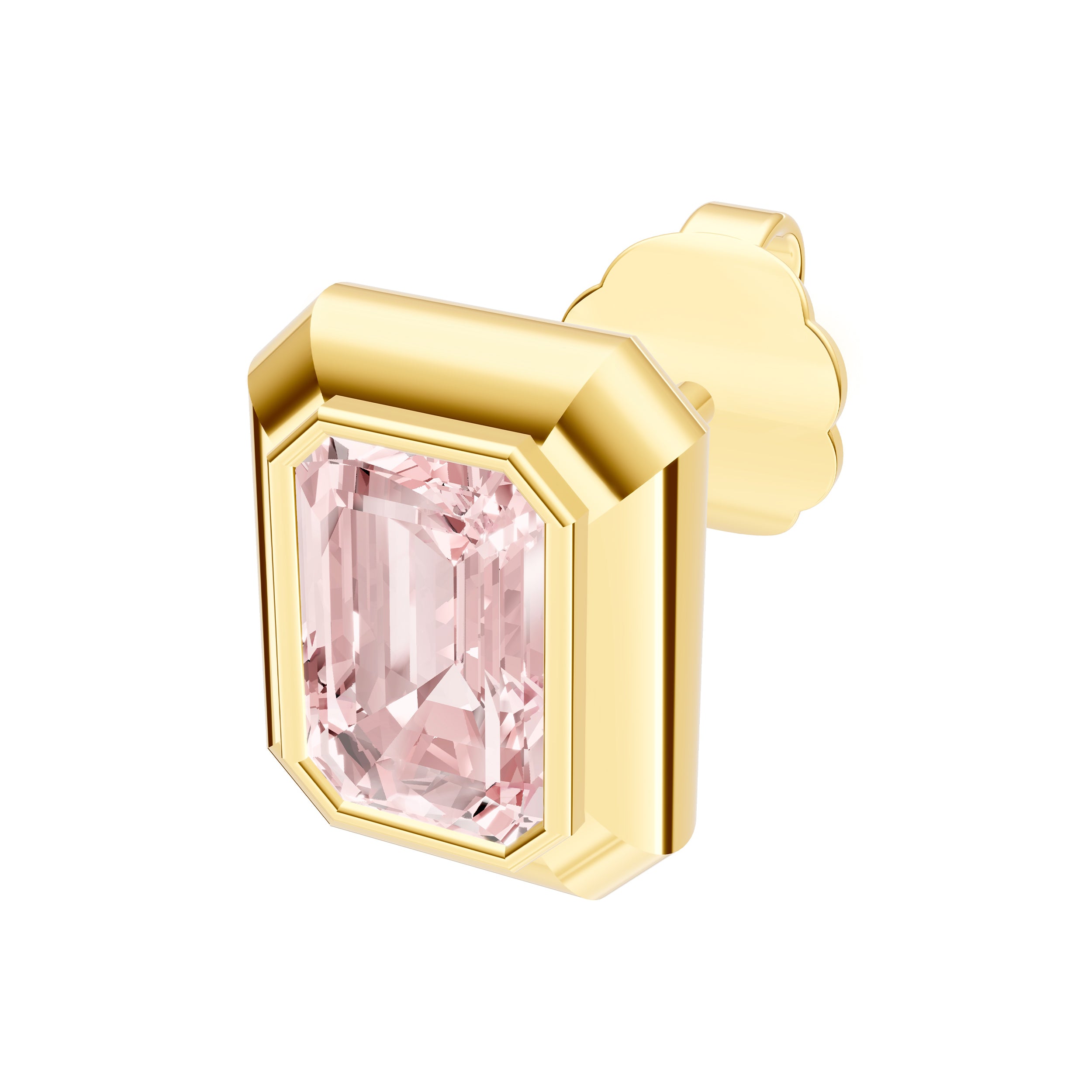 Emerald Pink Morganite Double Bezel Stud Earrings
