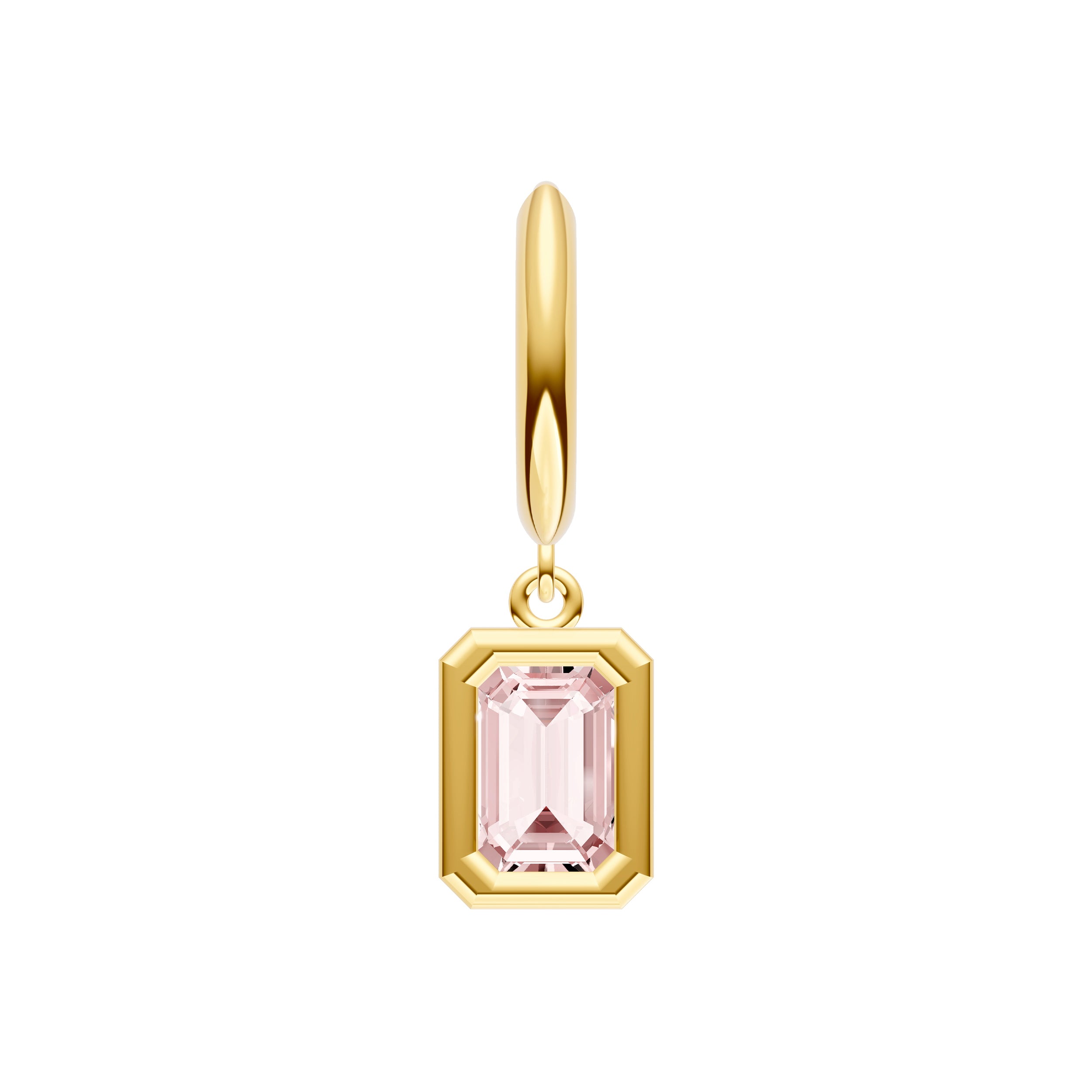 Emerald Pink Morganite Bezel Drop Earrings
