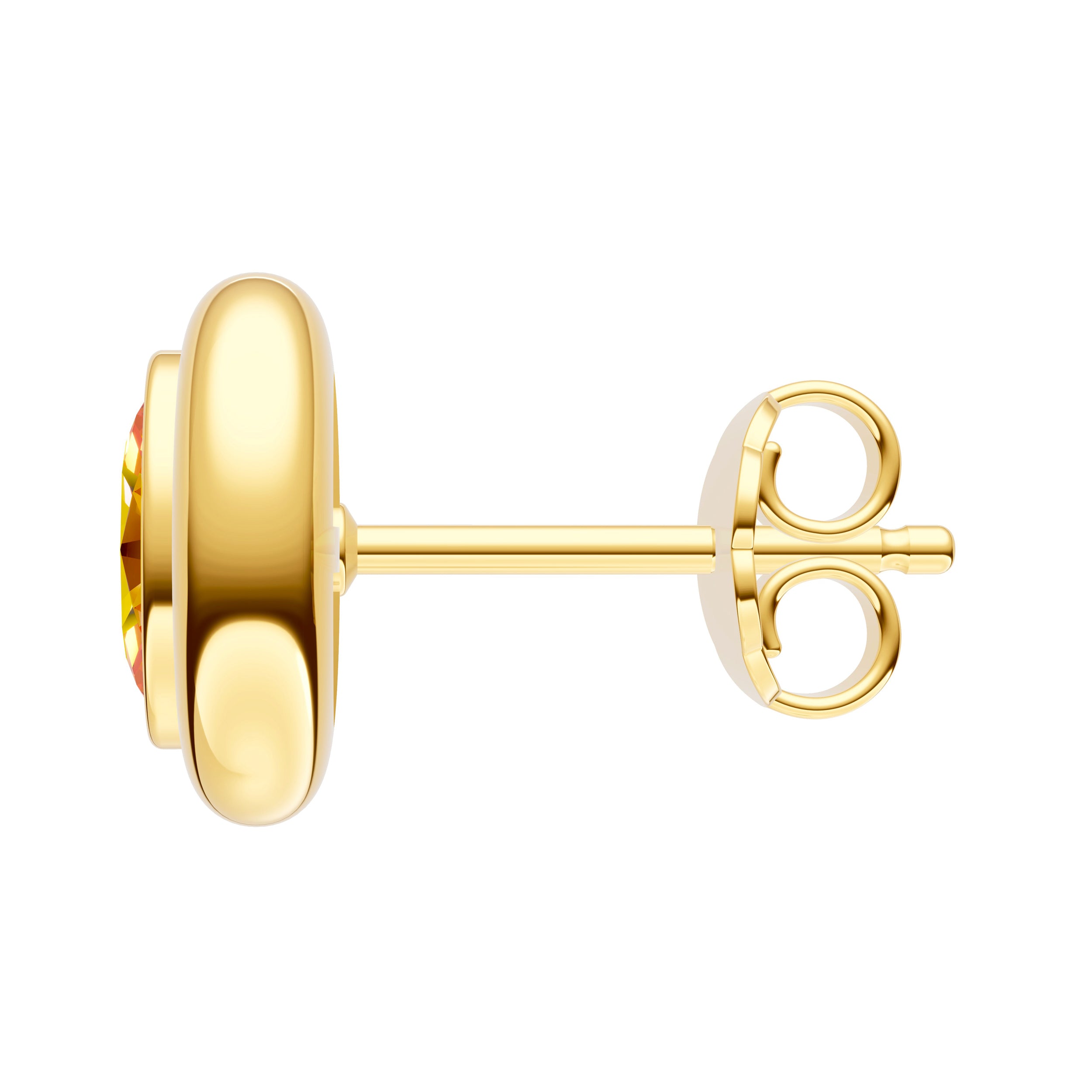 Oval Citrine Double Bezel Stud Earrings
