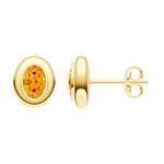 Oval Citrine Double Bezel Stud Earrings
