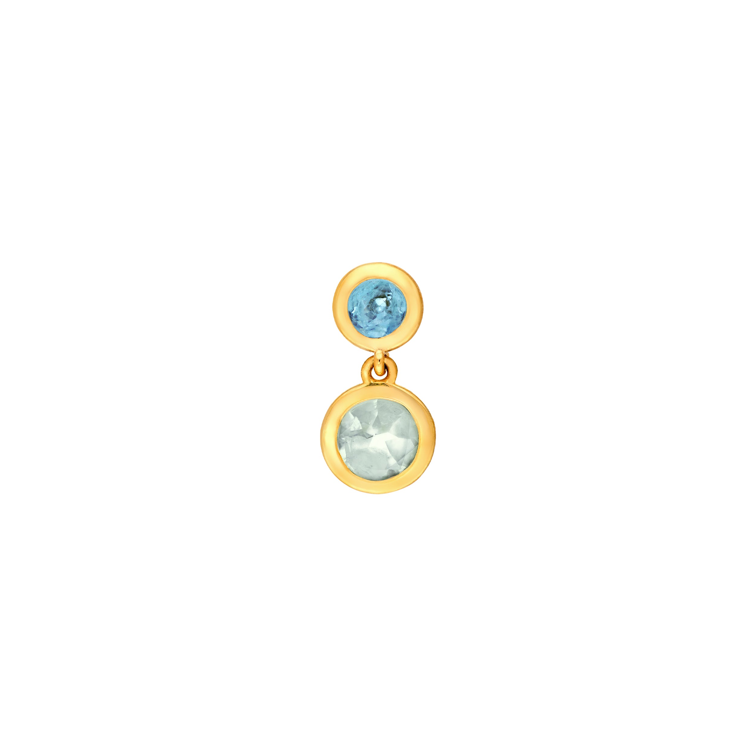 Sky Blue & Blue Green Amethyst Bezel Drop Earrings