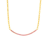 1ct Sapphire Pink Half Paper Clip Half Tennis Necklace