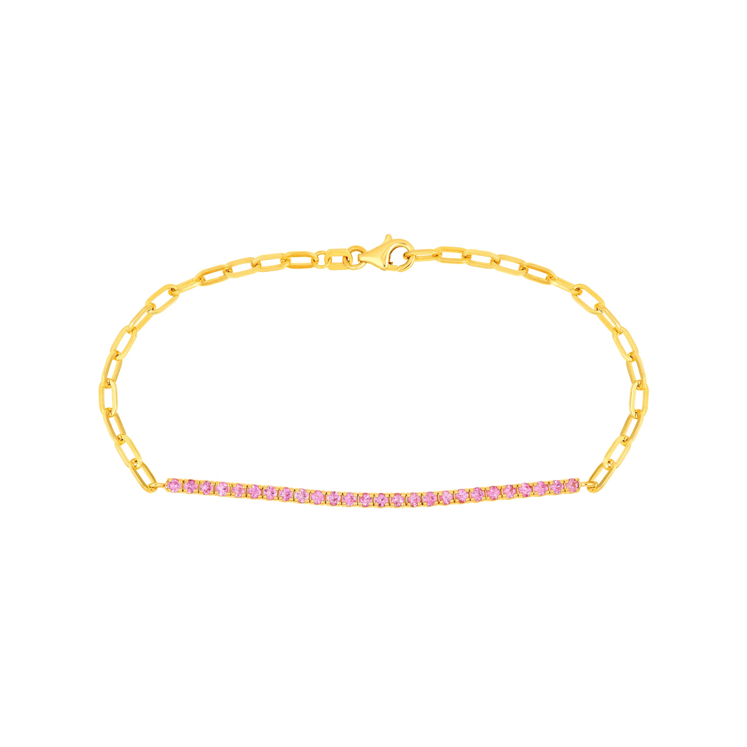1ct Sapphire Pink Half Paper Clip Half Tennis Bracelet