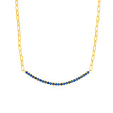 1ct Sapphire Blue Half Paper Clip Half Tennis Necklace