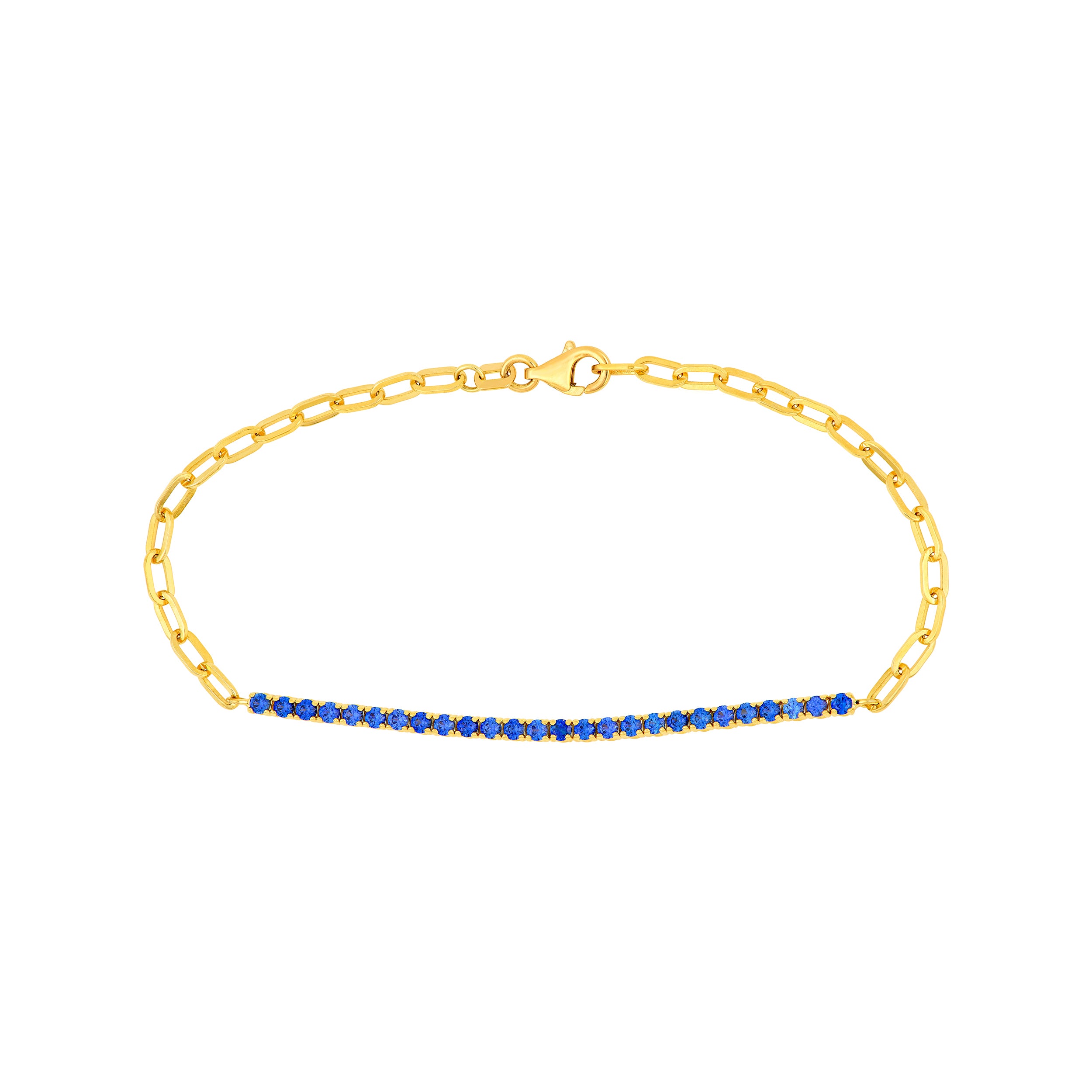Sapphire Blue Half Paper Clip Half Tennis Bracelet