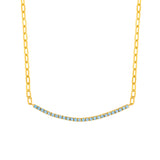 1ct Aqua Half Paper Clip Half Tennis Necklace