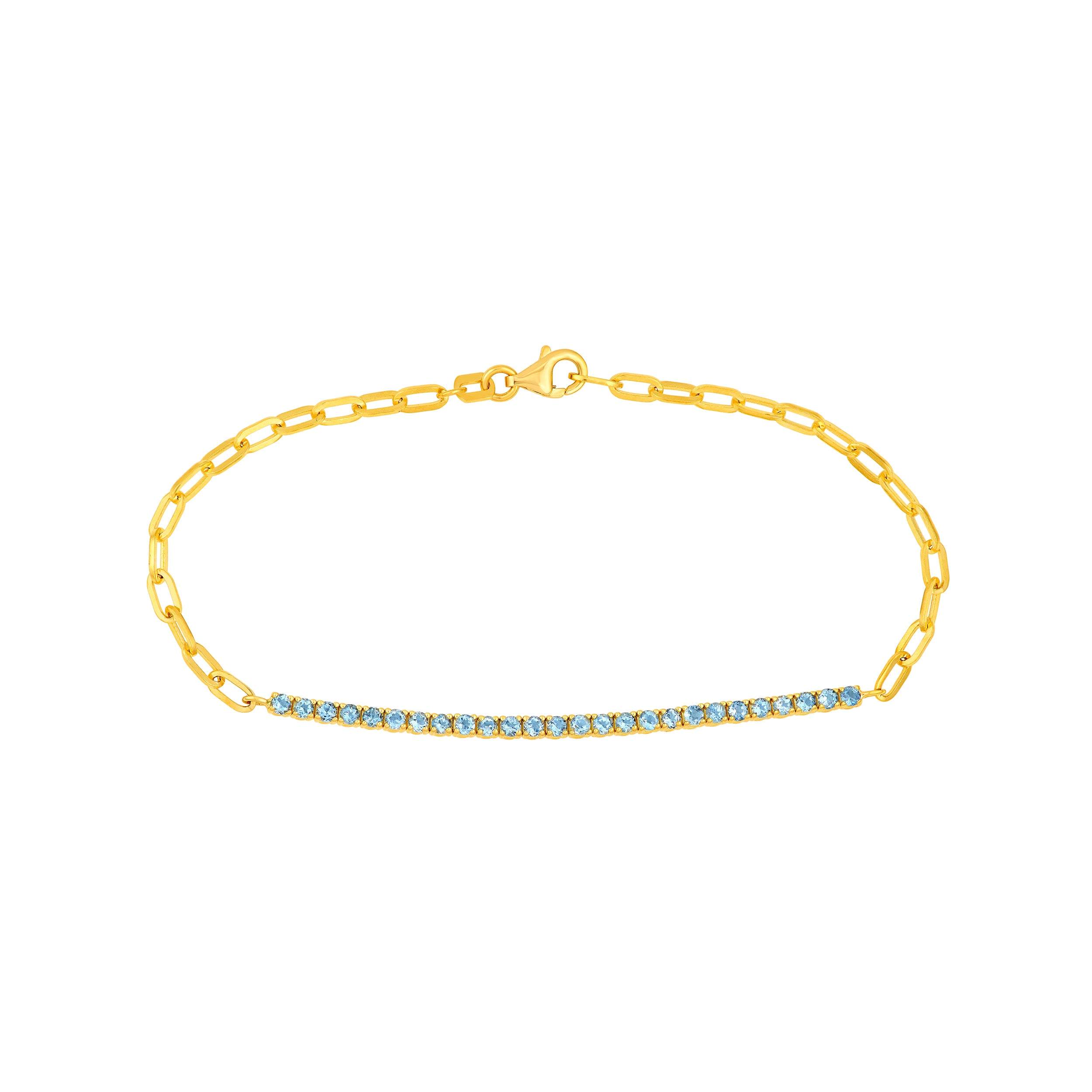 2.00mm Aquamarine Half Paper Clip Half Tennis Bracelet