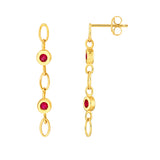 Ruby Oval Chain Dangle Earrings
