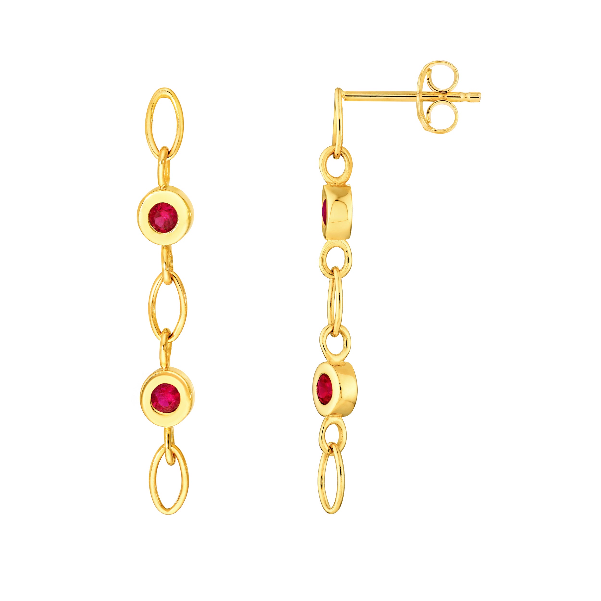 Ruby Oval Chain Dangle Earrings