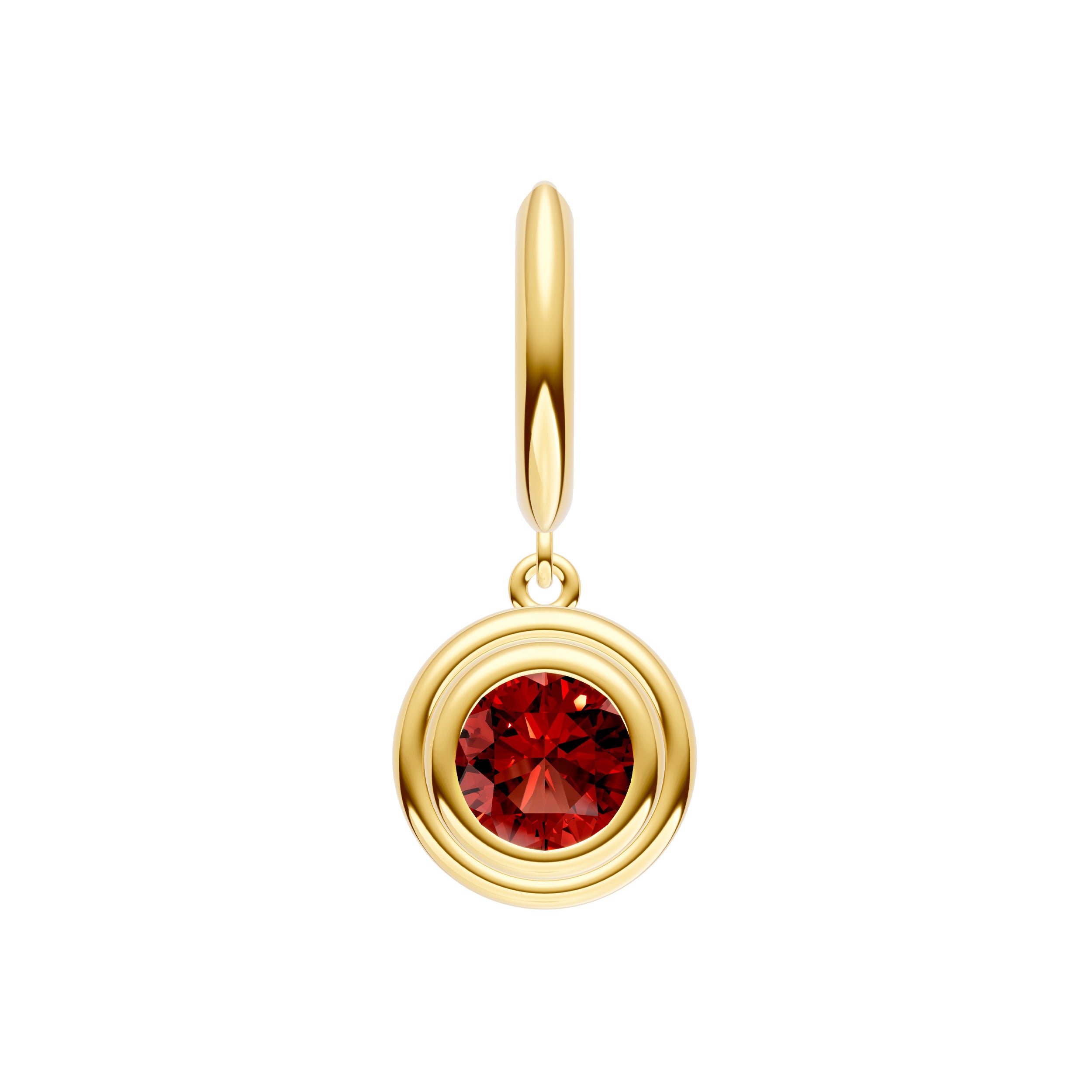 Red Garnet Double Bezel Dangle Earrings