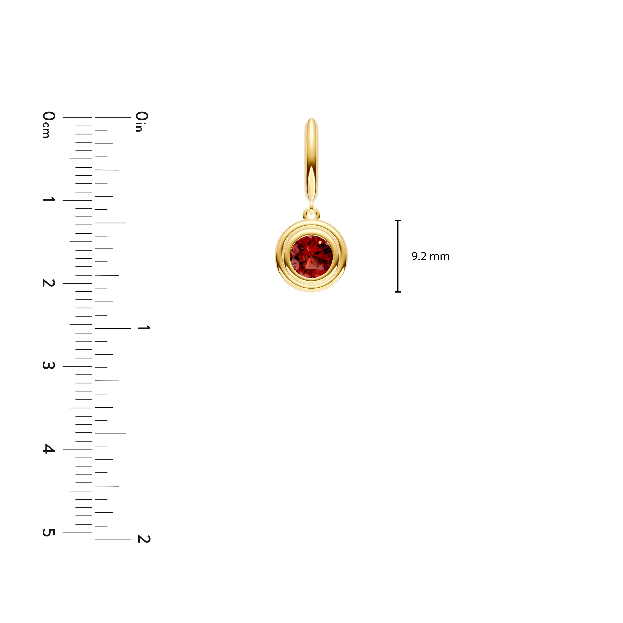 Red Garnet Double Bezel Dangle Earrings