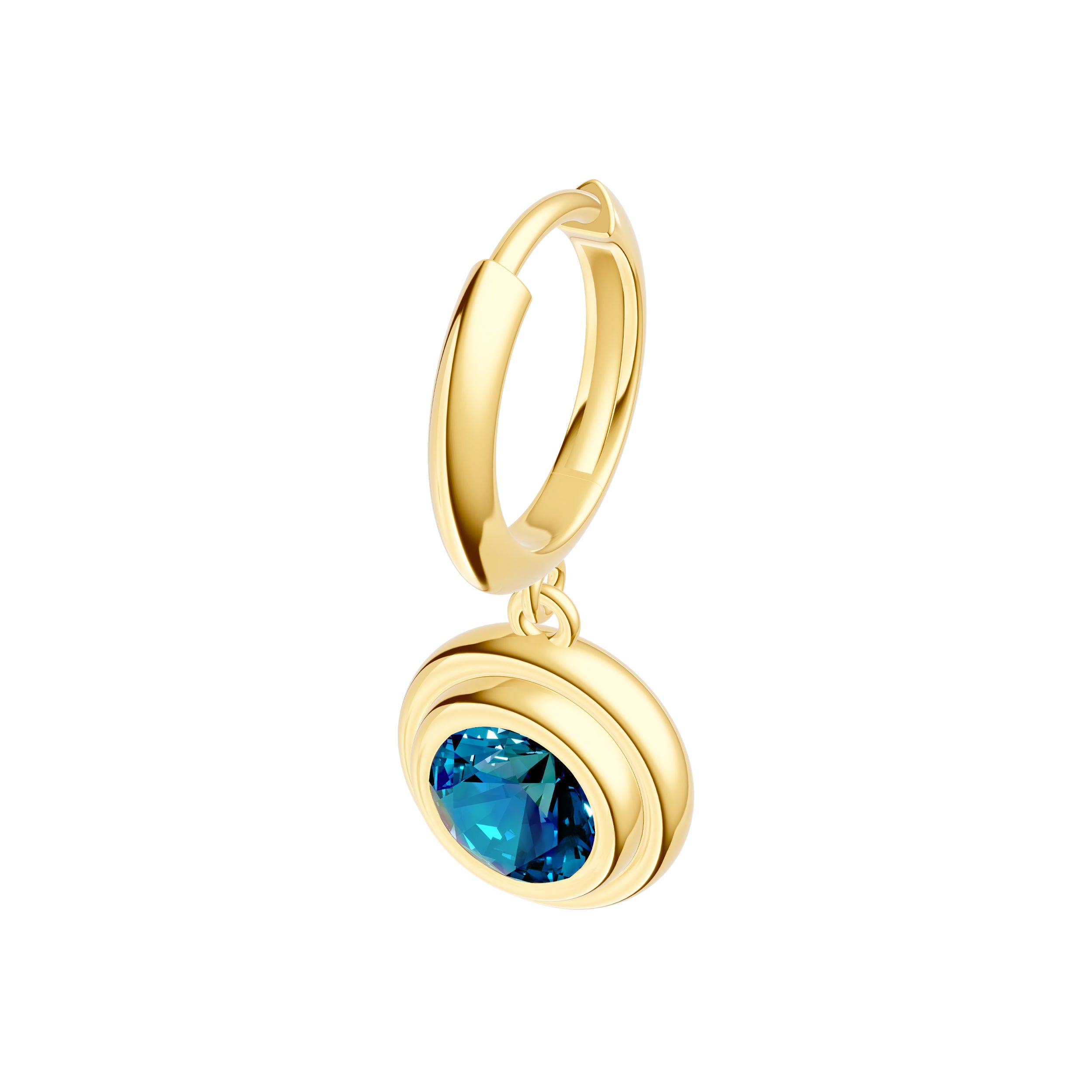 London Blue Double Bezel Dangle Earrings
