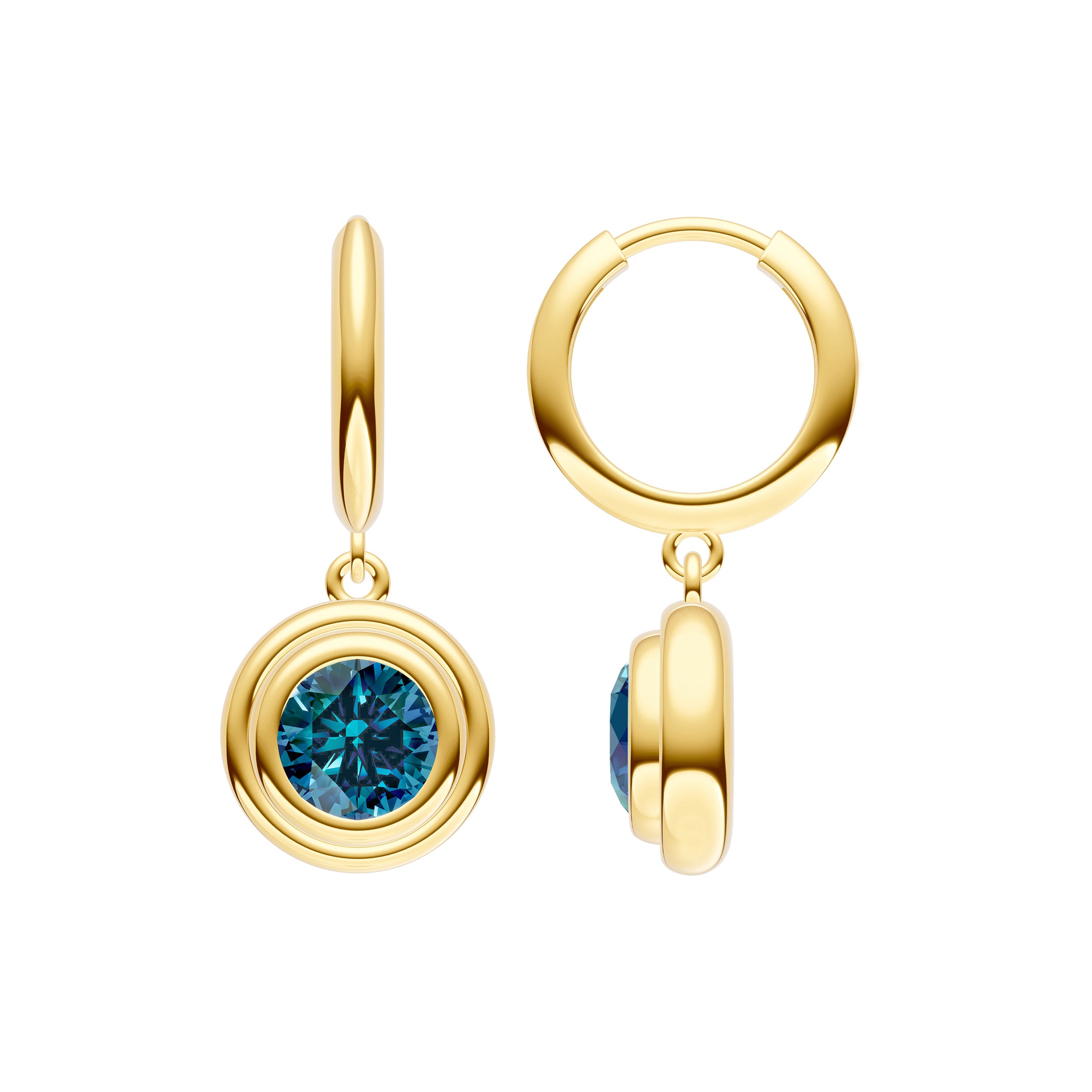 London Blue Double Bezel Dangle Earrings