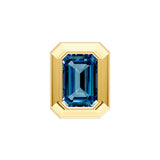Emerald London Blue Double Bezel Stud Earrings