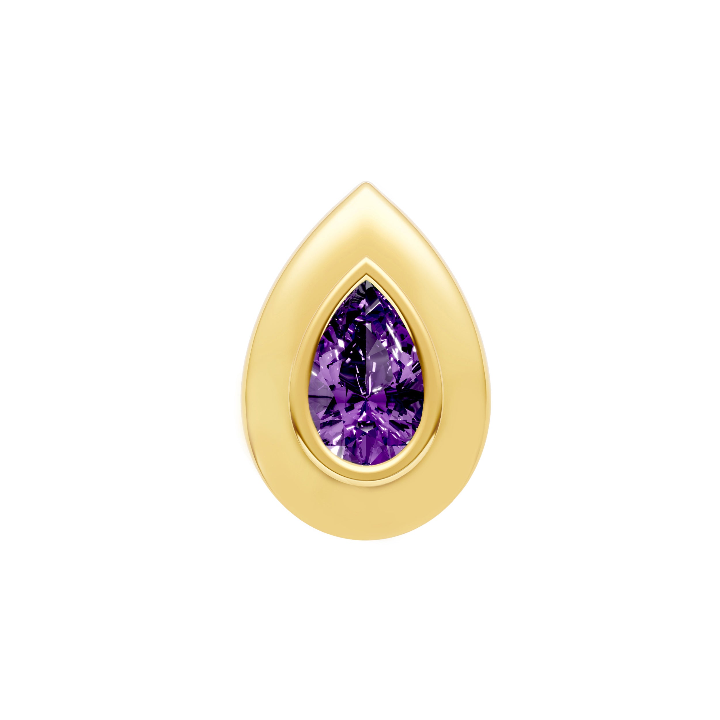 Pear Shape Purple Amethyst Double Bezel Stud Earrings