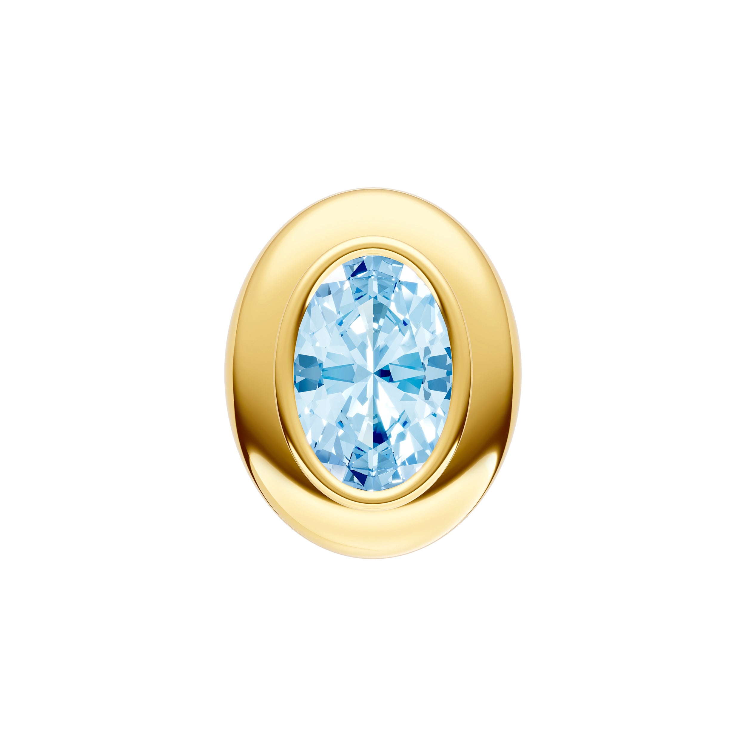 Oval Sky Blue Double Bezel Stud Earrings
