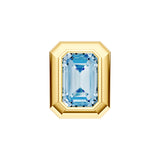 Emerald Sky Blue Double Bezel Stud Earrings
