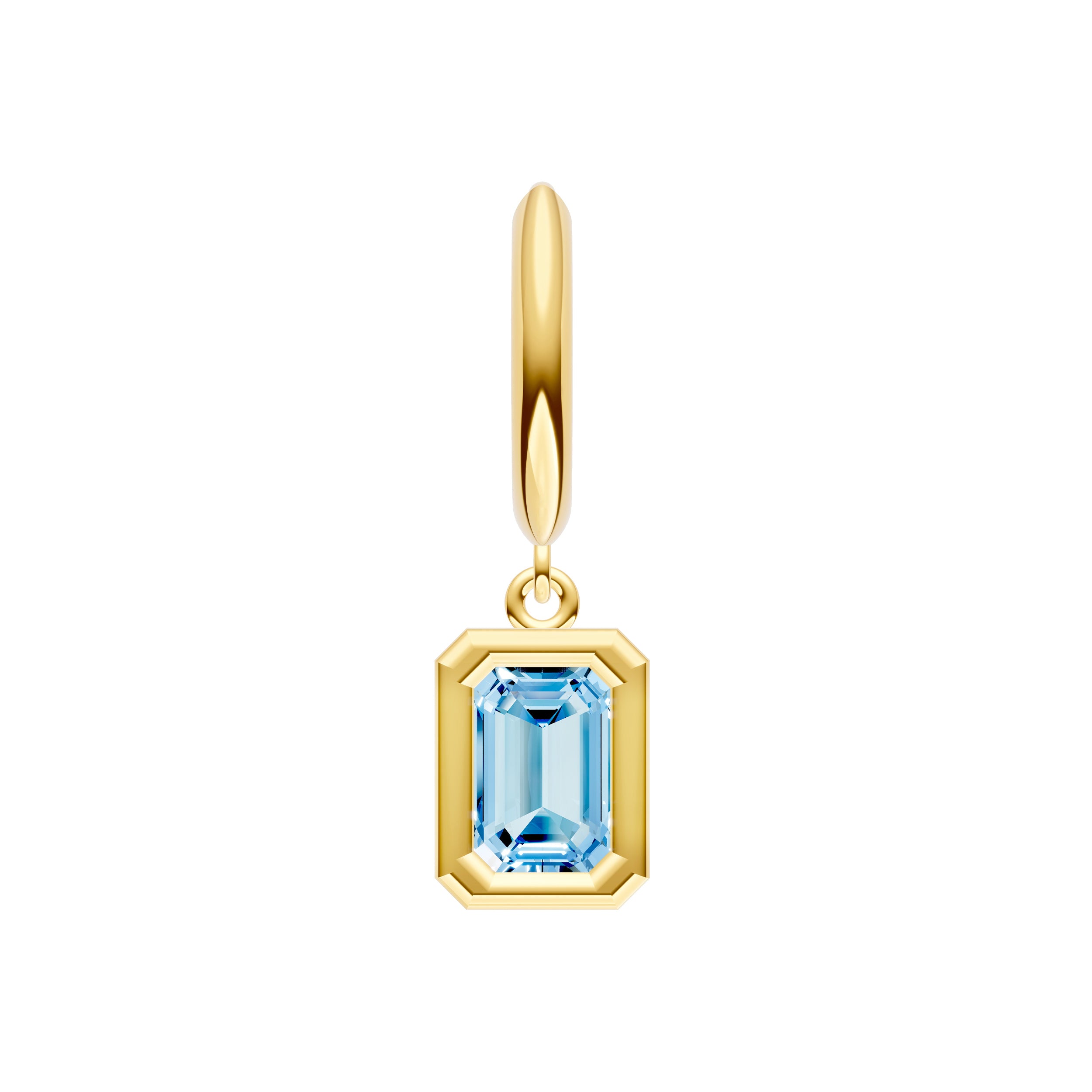 Emerald Sky Blue Bezel Drop Earrings