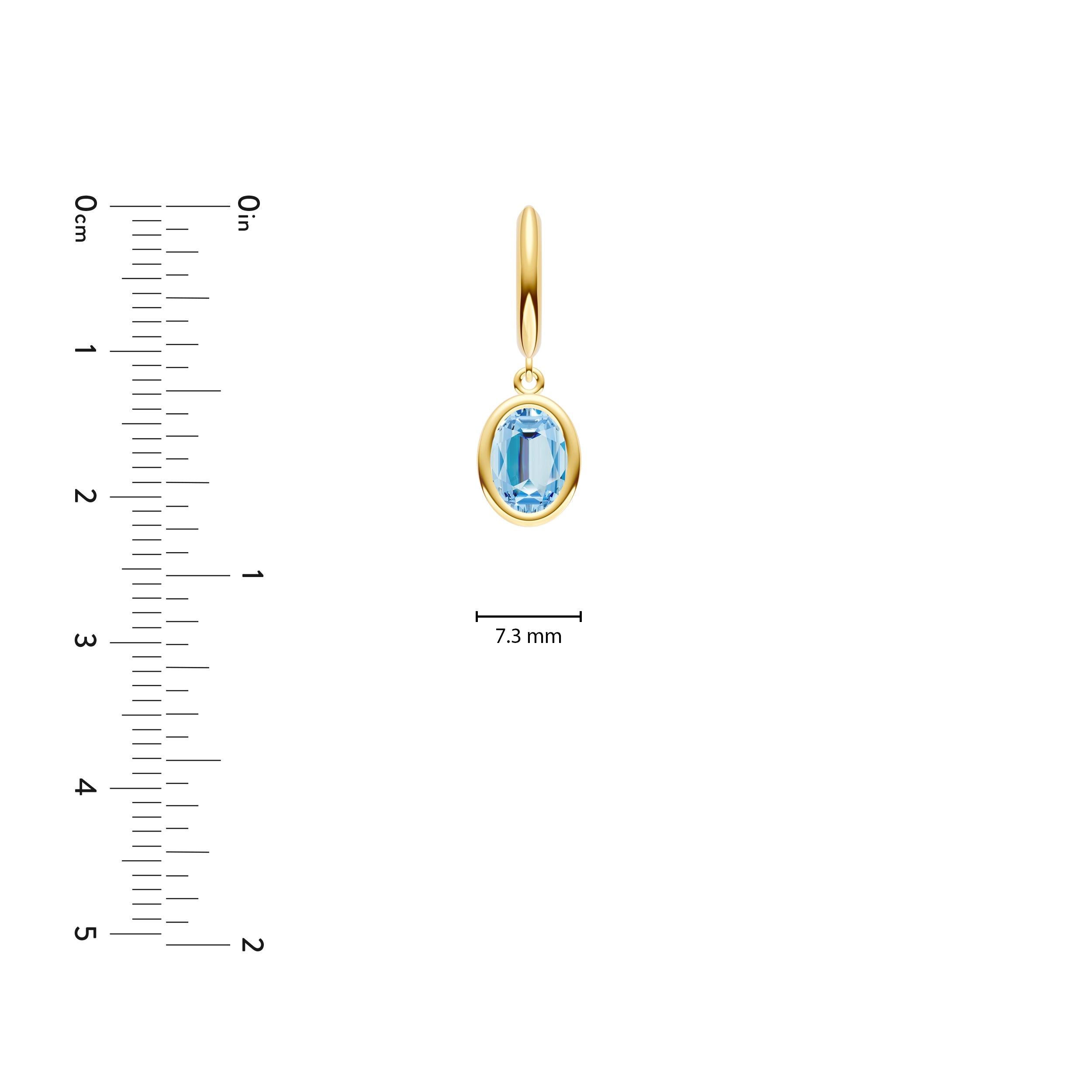 Oval Sky Blue Bezel Drop Earrings