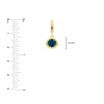 Round London Blue Topaz Double Bezel Drop Earrings