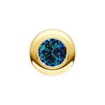 Round London Blue Topaz Double Bezel Stud Earrings