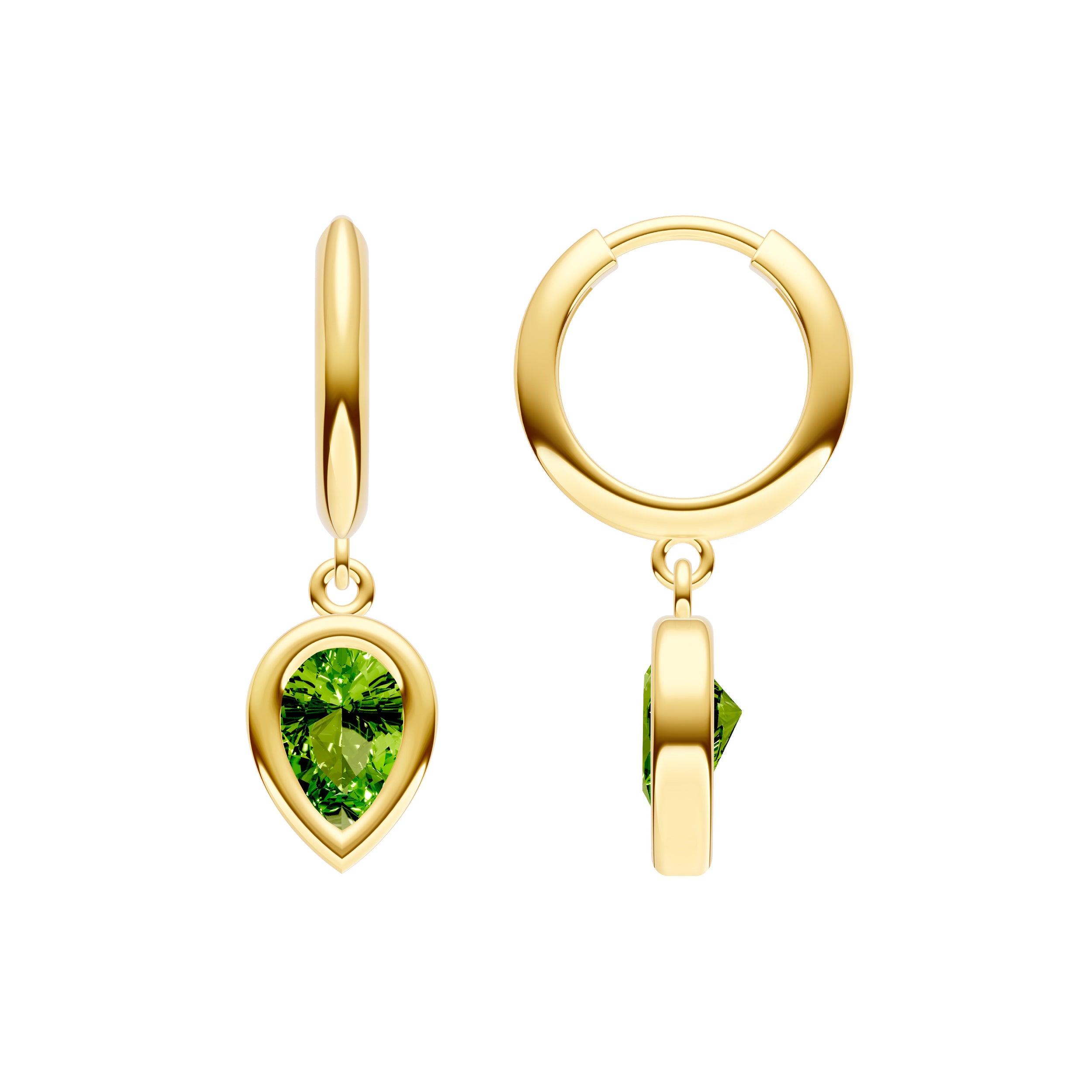 Pear Peridot Bezel Drop Earrings
