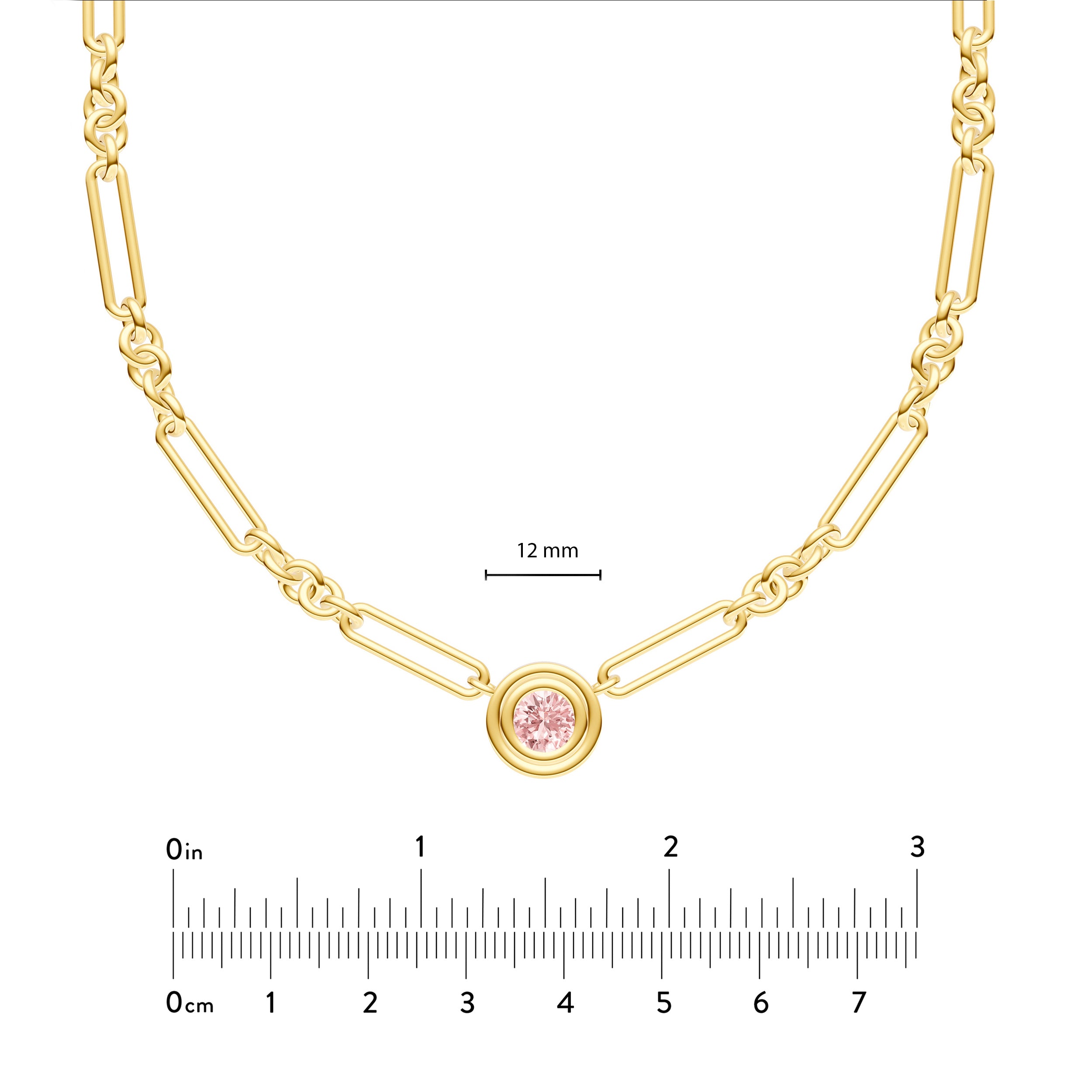 3/4tcw RD Pink Morganite 5+1 Link Necklace