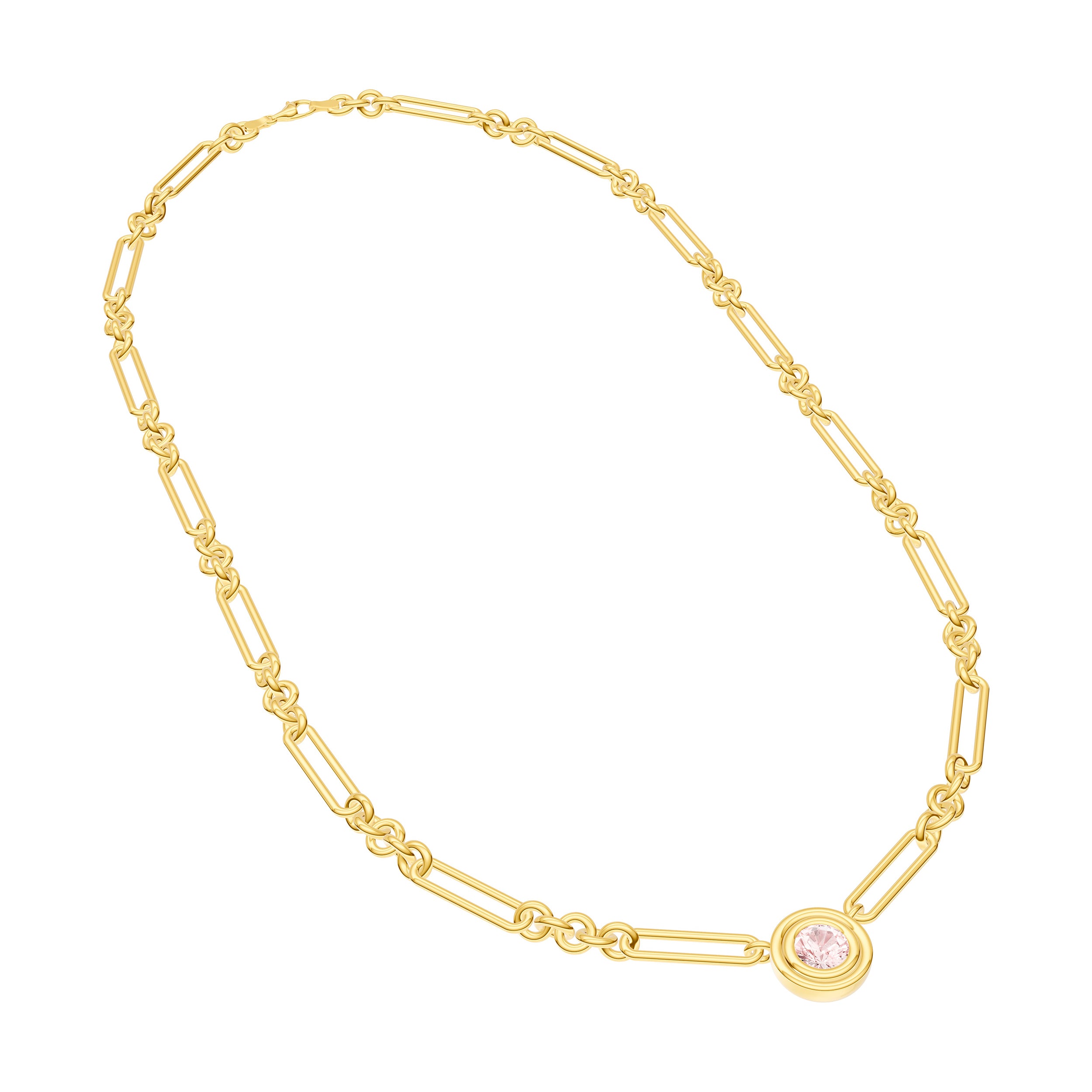 3/4tcw RD Pink Morganite 5+1 Link Necklace