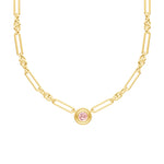 3/4tcw RD Pink Morganite 5+1 Link Necklace