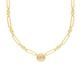 3/4tcw RD Pink Morganite 5+1 Link Necklace