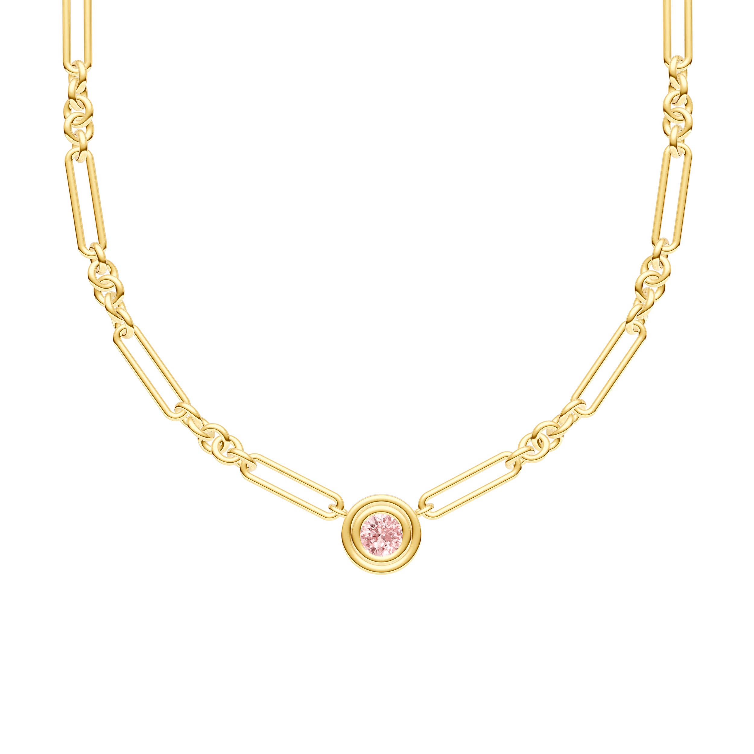 3/4tcw RD Pink Morganite 5+1 Link Necklace