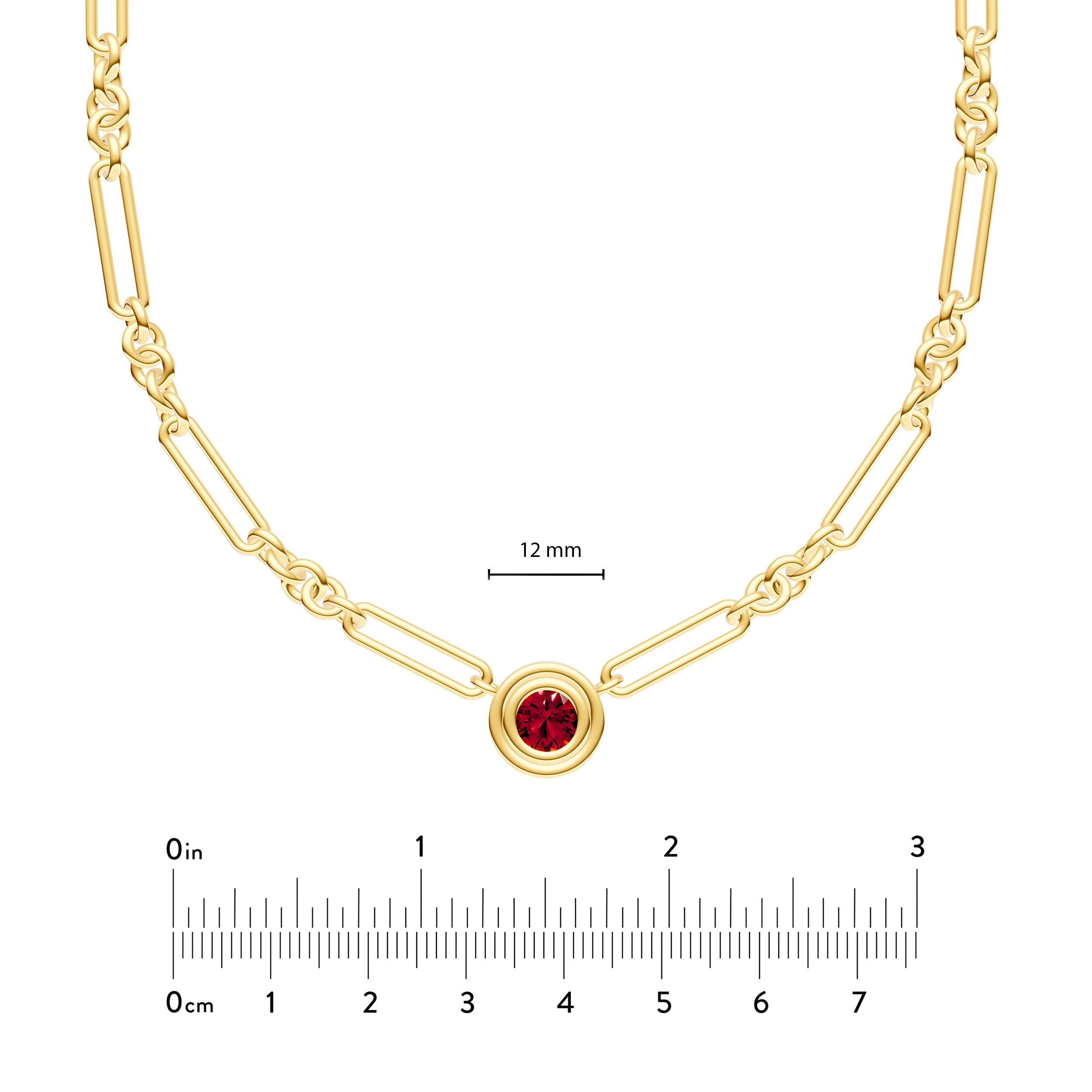 1tcw Red Garnet 5+1 Link Necklace