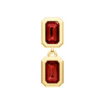 Double Emerald Red Garnet Dangle Earrings