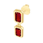 Double Emerald Red Garnet Dangle Earrings