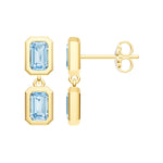 Double Emerald Sky Blue Dangle Earrings