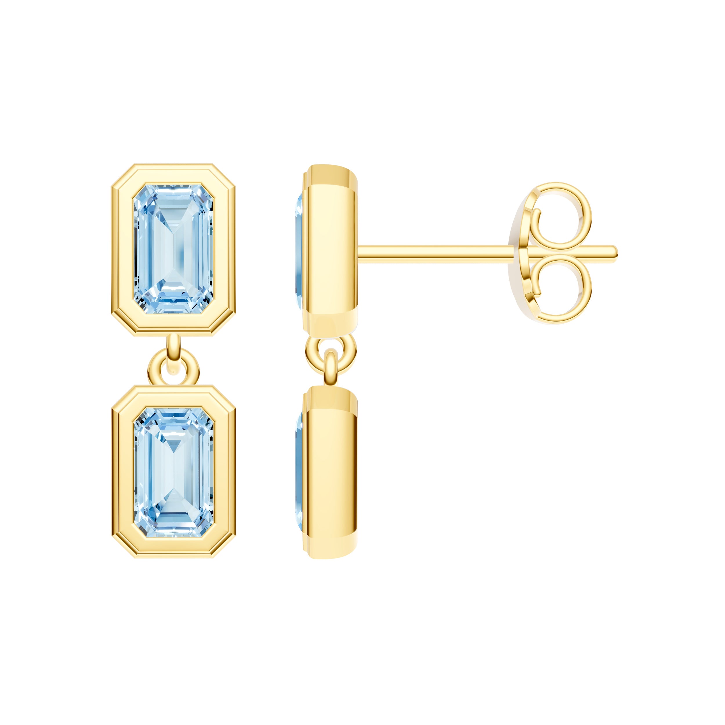 Double Emerald Sky Blue Dangle Earrings
