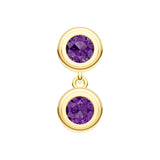 Double Round Purple Amethyst Dangle Earrings