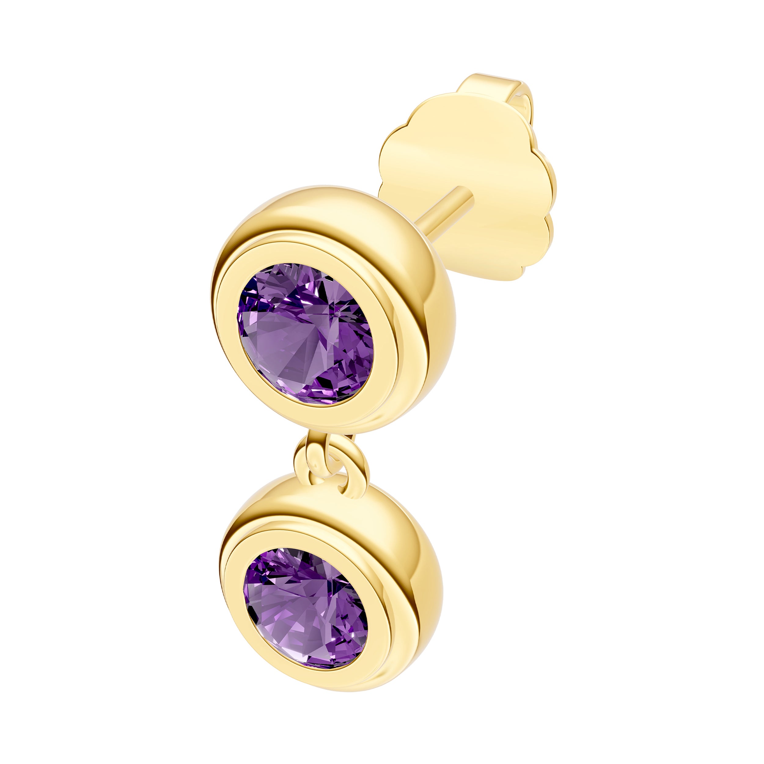 Double Round Purple Amethyst Dangle Earrings