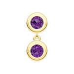 Double Round Purple Amethyst Dangle Earrings