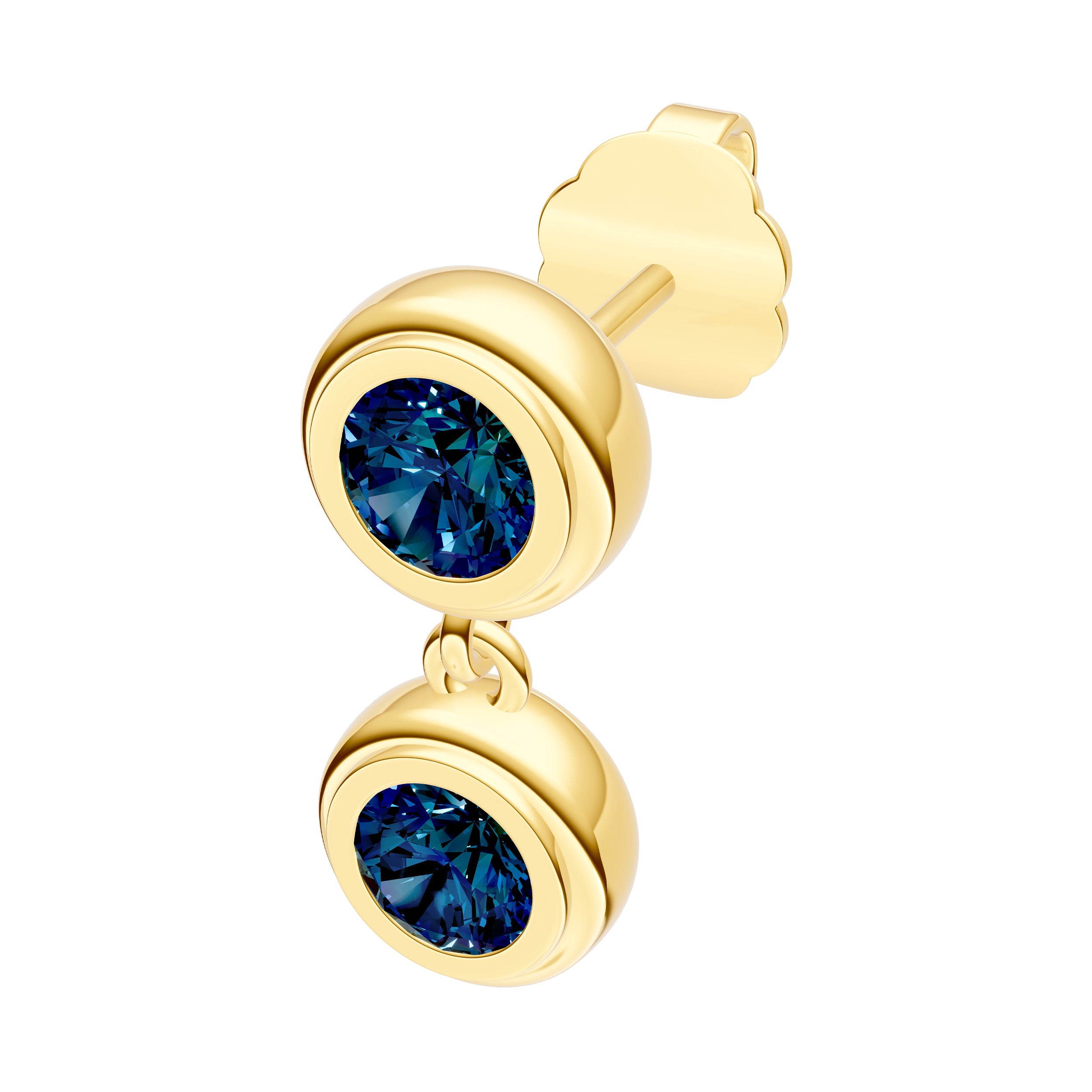 Double Round London Blue Dangle Earrings