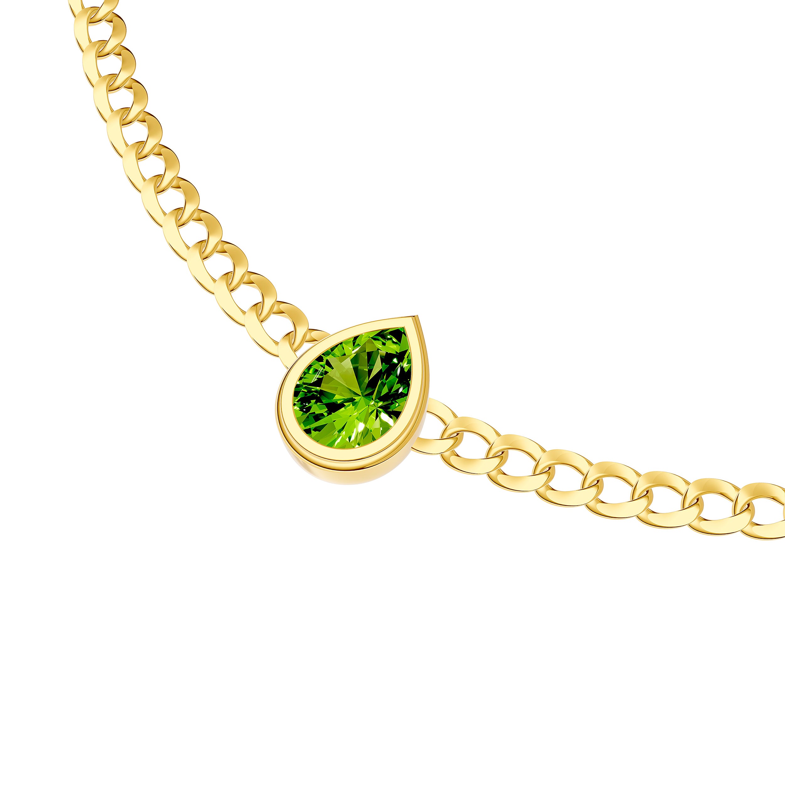 Pear Peridot Curb Necklace