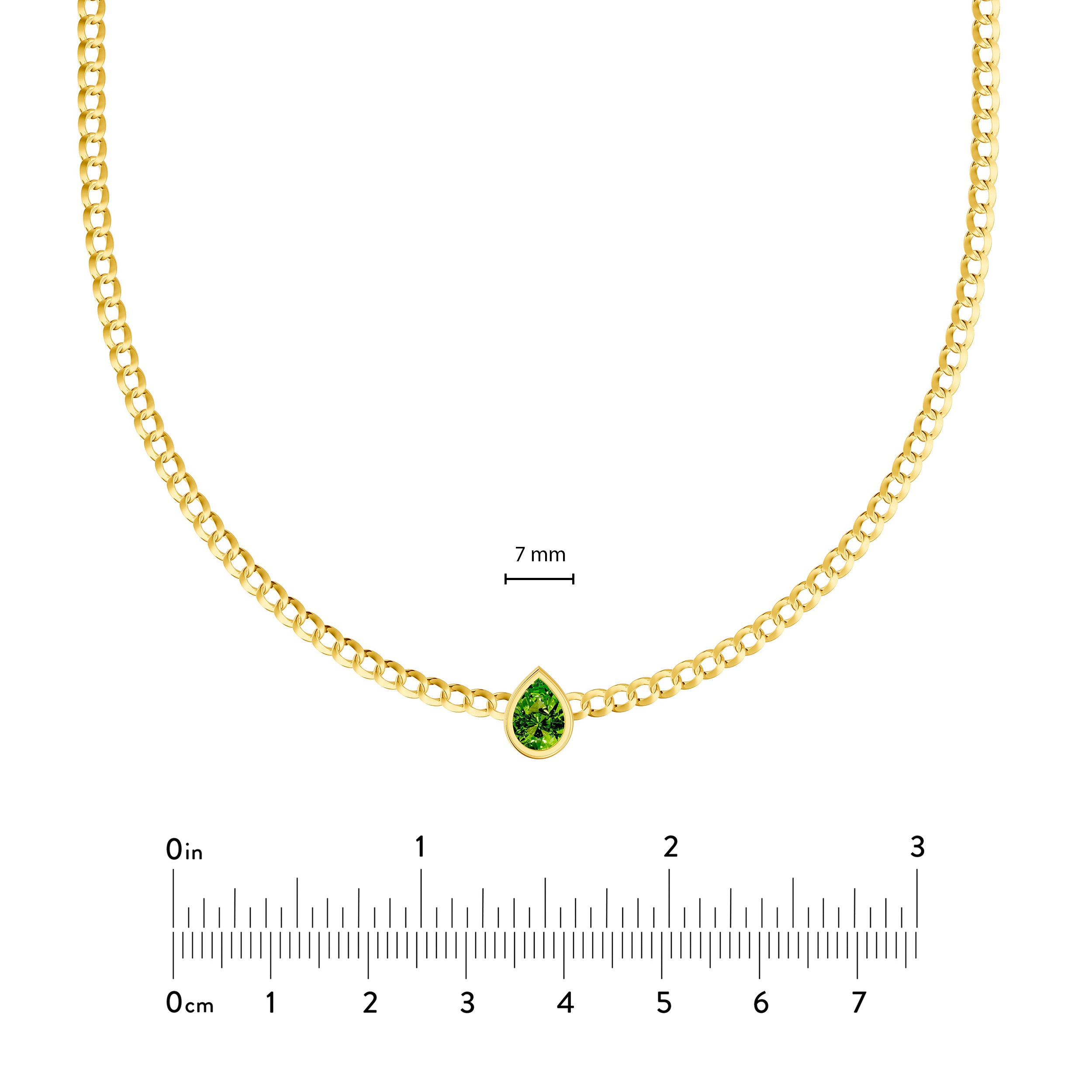 Pear Peridot Curb Necklace