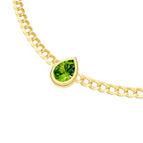 Pear Peridot Curb Necklace