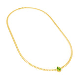 Pear Peridot Curb Necklace