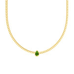 Pear Peridot Curb Necklace