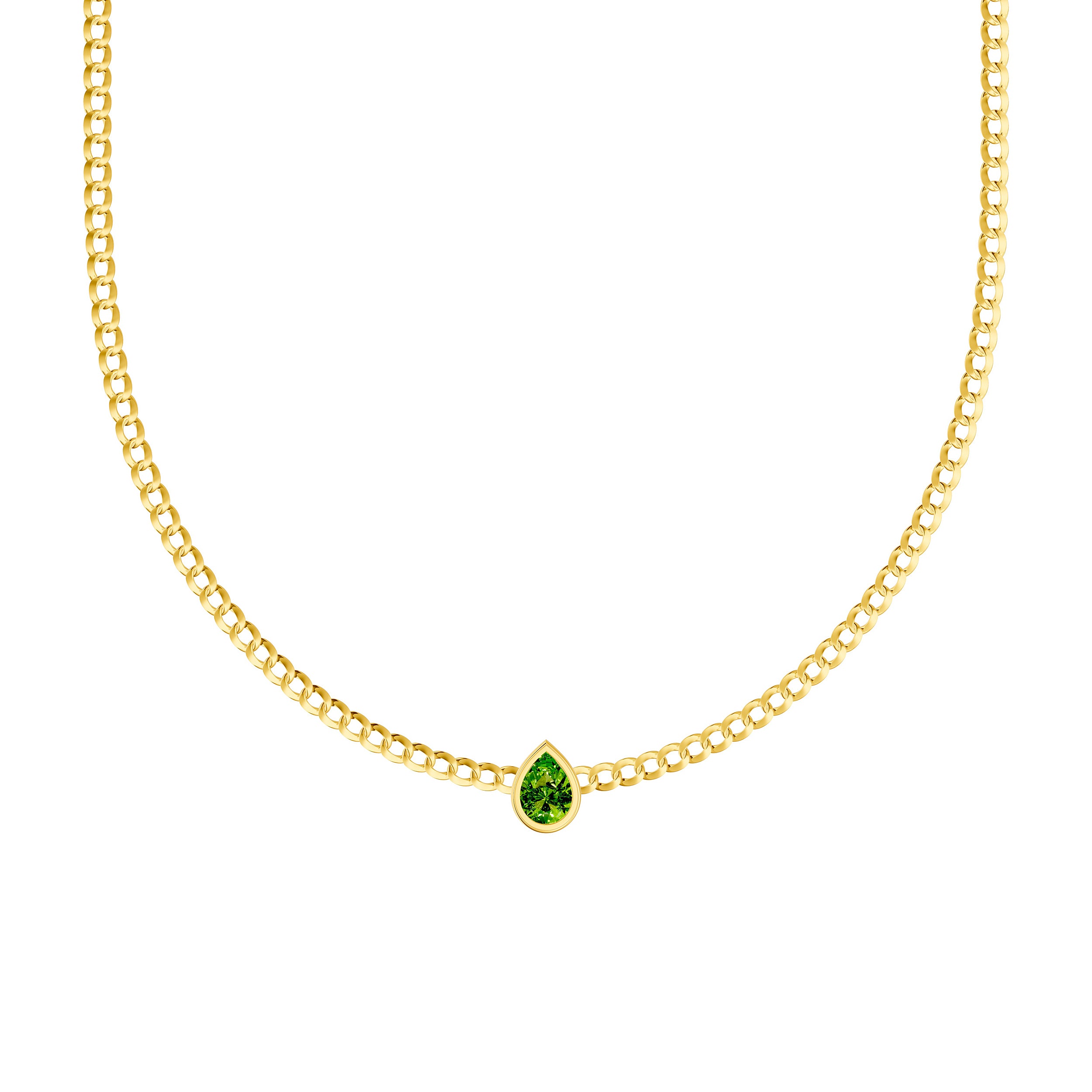 Pear Peridot Curb Necklace