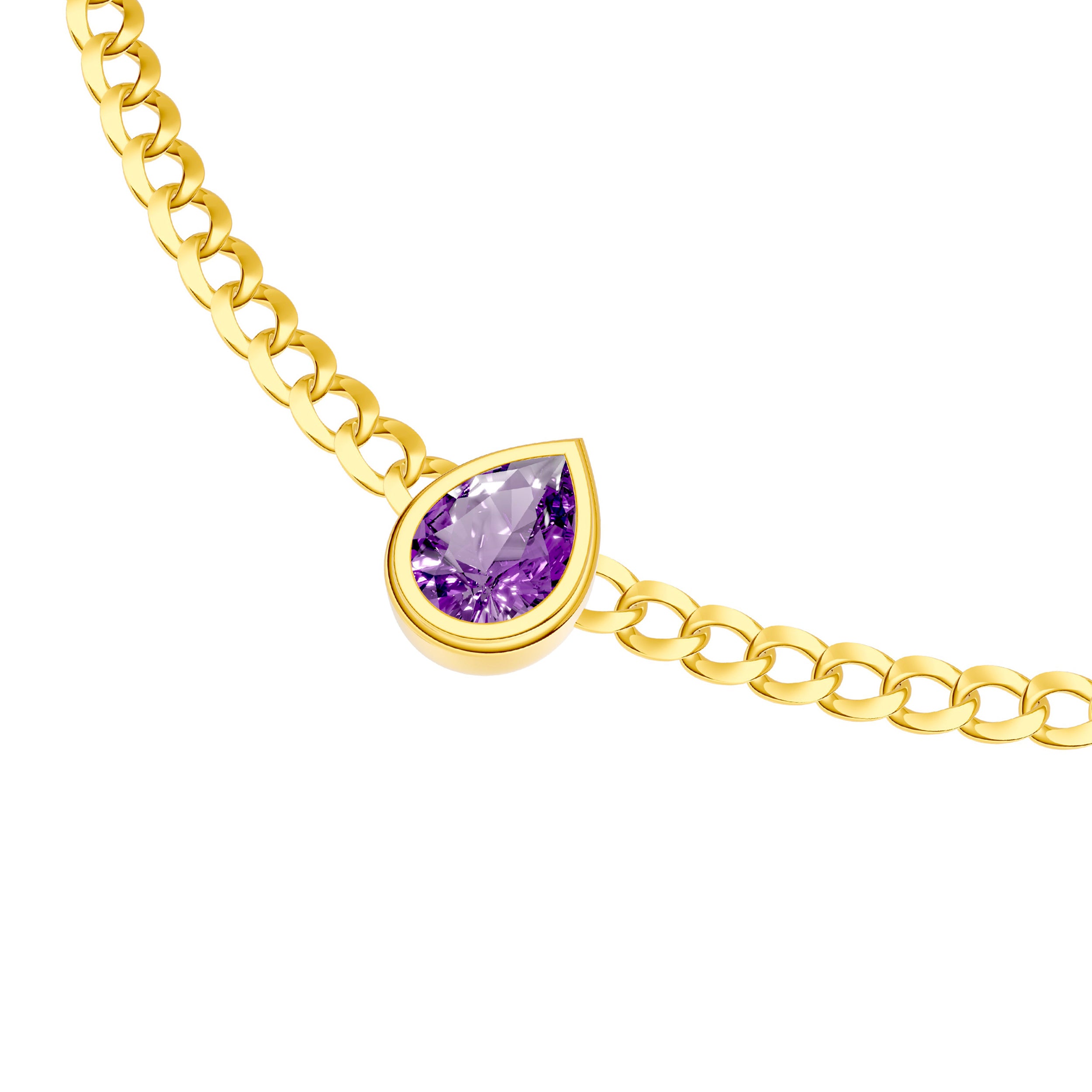 Pear Amethyst Curb Necklace